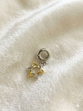 925 Sterling silver Two-Tone Star Dangle Charm - Silver & Gold plated - NWOT